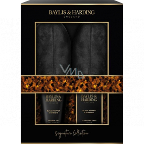 Baylis & Harding Signature Men´s Black Pepper & Ginseng Duschgel 140 ml + Seife 100 g + Hausschuhe, Kosmetikset für Männer