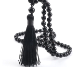 108 Mala Obsidian náhrdelník, meditační šperk, přírodní kámen vázaný, elastický, korálek 6 mm