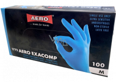 Aero Exacomp Hygienische Einmalhandschuhe aus Nitril antiallergen puderfrei, Größe M, Karton 100 Stück blau